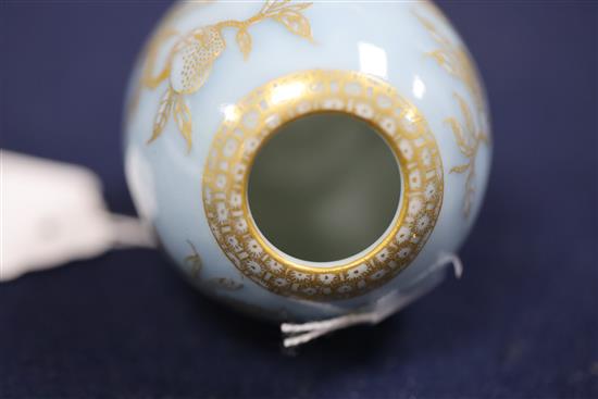 A Chinese gilt decorated clair de lune ovoid jar, Qianlong mark but later, H. 7.2cm